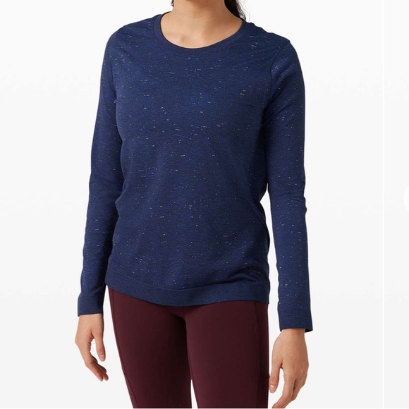 ❤️ Lululemon Swiftly Relaxed Long Sleeve Cosmic Shift Hyper Blue / Black - Picture 2 of 9